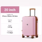 Miss Lulu London KSK2594 - Kono PP 20-Zoll-Hartschale-ausziehbares Gepäck – Leichter bőrönd  TSA-zár & integriertem Becherhalter - rózsaszín és barna