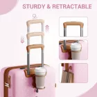 Miss Lulu London KSK2594 - Kono PP 20-Zoll-Hartschale-ausziehbares Gepäck – Leichter bőrönd  TSA-zár & integriertem Becherhalter - rózsaszín és barna