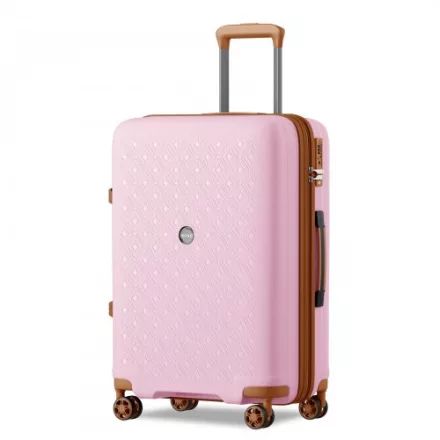 Miss Lulu London KSK2594 - Kono PP 28-Zoll-Hartschale-ausziehbares Gepäck – Leichter bőrönd  TSA-zár & integriertem Becherhalter - rózsaszín és barna