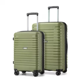   Miss Lulu London KSK2595 - Kono 20/24-Zoll-Hartschale-karcolásálló PP-bőrönd szett  Becherhalter, TSA-zár & ausziehbarem Design - zöld
