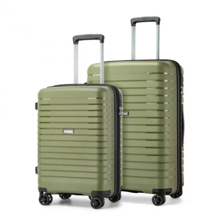 Miss Lulu London KSK2595 - Kono 20/24-Zoll-Hartschale-karcolásálló PP-bőrönd szett  Becherhalter, TSA-zár & ausziehbarem Design - zöld