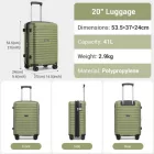 Miss Lulu London KSK2595 - Kono 20/24-Zoll-Hartschale-karcolásálló PP-bőrönd szett  Becherhalter, TSA-zár & ausziehbarem Design - zöld