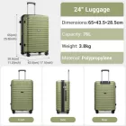 Miss Lulu London KSK2595 - Kono 20/24-Zoll-Hartschale-karcolásálló PP-bőrönd szett  Becherhalter, TSA-zár & ausziehbarem Design - zöld