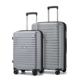   Miss Lulu London KSK2595 - Kono 20/24-Zoll-Hartschale-karcolásálló PP-bőrönd szett  Becherhalter, TSA-zár & ausziehbarem Design - szürke