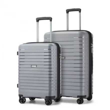 Miss Lulu London KSK2595 - Kono 20/24-Zoll-Hartschale-karcolásálló PP-bőrönd szett  Becherhalter, TSA-zár & ausziehbarem Design - szürke