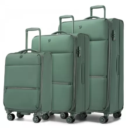 Miss Lulu London KSN2593 - 3‑darabos erweiterbares Weichschalen-bőrönd szett 20/26/30 Zoll, leichte bőrönd  lautlosen Rädern és übersichtlichem Innenraum  Reisen - zöld
