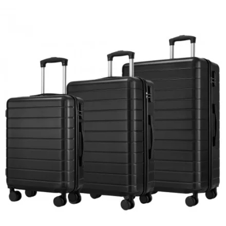 Miss Lulu London KSN2691 - 3‑darabos keményfalú-bőrönd szett (20/24/28 Zoll), leichte ABS-bőrönd  lautlosen Rädern és Zahlenschlössern - fekete