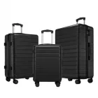 Miss Lulu London KSN2691 - 3‑darabos keményfalú-bőrönd szett (20/24/28 Zoll), leichte ABS-bőrönd  lautlosen Rädern és Zahlenschlössern - fekete