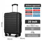 Miss Lulu London KSN2691 - 20 Zoll Handgepäckkoffer, leichter ABS-bőrönd  360° lautlosen Rädern, Zahlenschloss és übersichtlichem Innenraum - fekete