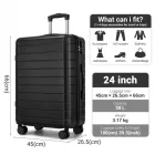 Miss Lulu London KSN2691 - 24 Zoll Reisegepäckkoffer, robuster ABS-bőrönd  360° lautlosen Rollen és biztonságos Zahlenschloss - fekete