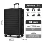 Miss Lulu London KSN2691 - 28 Zoll großer Reisegepäckkoffer, hochwertiger ABS-bőrönd  360° lautlosen Rädern és biztonságos Zahlenschloss - fekete