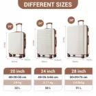 Miss Lulu London KSN2691 - 3‑darabos keményfalú-bőrönd szett (20/24/28 Zoll), leichte ABS-bőrönd  lautlosen Rädern és Zahlenschlössern - Creme és barna