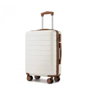   Miss Lulu London KSN2691 - 20 Zoll Handgepäckkoffer, leichter ABS-bőrönd  360° lautlosen Rädern, Zahlenschloss és übersichtlichem Innenraum - Creme és barna