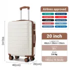 Miss Lulu London KSN2691 - 20 Zoll Handgepäckkoffer, leichter ABS-bőrönd  360° lautlosen Rädern, Zahlenschloss és übersichtlichem Innenraum - Creme és barna
