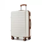 Miss Lulu London KSN2691 - 24 Zoll Reisegepäckkoffer, robuster ABS-bőrönd  360° lautlosen Rollen és biztonságos Zahlenschloss - Creme és barna