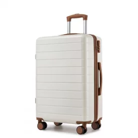  Miss Lulu London KSN2691 - 24 Zoll Reisegepäckkoffer, robuster ABS-bőrönd  360° lautlosen Rollen és biztonságos Zahlenschloss - Creme és barna