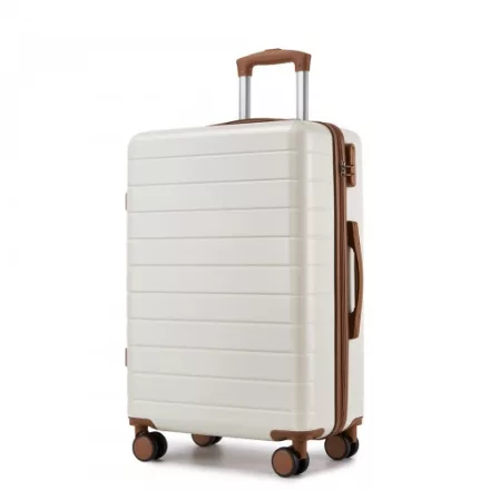 Miss Lulu London KSN2691 - 24 Zoll Reisegepäckkoffer, robuster ABS-bőrönd  360° lautlosen Rollen és biztonságos Zahlenschloss - Creme és barna