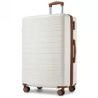 Miss Lulu London KSN2691 - 28 Zoll großer Reisegepäckkoffer, hochwertiger ABS-bőrönd  360° lautlosen Rädern és biztonságos Zahlenschloss - Creme és barna