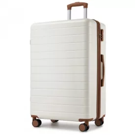   Miss Lulu London KSN2691 - 28 Zoll großer Reisegepäckkoffer, hochwertiger ABS-bőrönd  360° lautlosen Rädern és biztonságos Zahlenschloss - Creme és barna