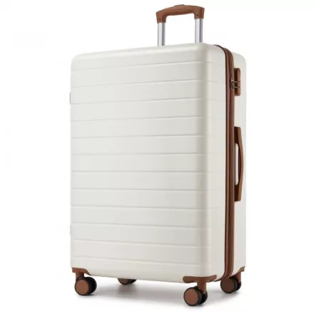 Miss Lulu London KSN2691 - 28 Zoll großer Reisegepäckkoffer, hochwertiger ABS-bőrönd  360° lautlosen Rädern és biztonságos Zahlenschloss - Creme és barna