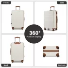 Miss Lulu London KSN2691 - 28 Zoll großer Reisegepäckkoffer, hochwertiger ABS-bőrönd  360° lautlosen Rädern és biztonságos Zahlenschloss - Creme és barna