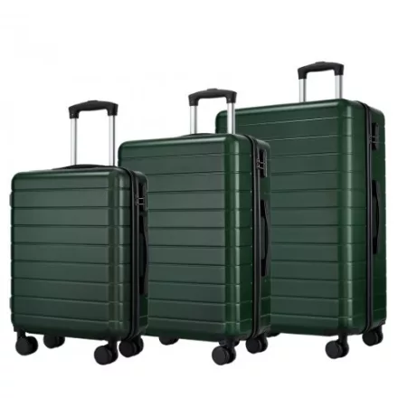 Miss Lulu London KSN2691 - 3‑darabos keményfalú-bőrönd szett (20/24/28 Zoll), leichte ABS-bőrönd  lautlosen Rädern és Zahlenschlössern - zöld
