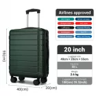 Miss Lulu London KSN2691 - 20 Zoll Handgepäckkoffer, leichter ABS-bőrönd  360° lautlosen Rädern, Zahlenschloss és übersichtlichem Innenraum - zöld