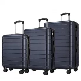   Miss Lulu London KSN2691 - 3‑darabos keményfalú-bőrönd szett (20/24/28 Zoll), leichte ABS-bőrönd  lautlosen Rädern és Zahlenschlössern - Marineblau