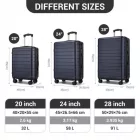 Miss Lulu London KSN2691 - 3‑darabos keményfalú-bőrönd szett (20/24/28 Zoll), leichte ABS-bőrönd  lautlosen Rädern és Zahlenschlössern - Marineblau