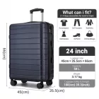 Miss Lulu London KSN2691 - 24 Zoll Reisegepäckkoffer, robuster ABS-bőrönd  360° lautlosen Rollen és biztonságos Zahlenschloss - Marineblau
