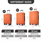 Miss Lulu London KSN2691 - 3‑darabos keményfalú-bőrönd szett (20/24/28 Zoll), leichte ABS-bőrönd  lautlosen Rädern és Zahlenschlössern - narancssárga