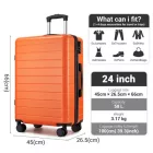 Miss Lulu London KSN2691 - 24 Zoll Reisegepäckkoffer, robuster ABS-bőrönd  360° lautlosen Rollen és biztonságos Zahlenschloss - narancssárga