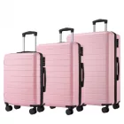 Miss Lulu London KSN2691 - 3‑darabos keményfalú-bőrönd szett (20/24/28 Zoll), leichte ABS-bőrönd  lautlosen Rädern és Zahlenschlössern - rózsaszín
