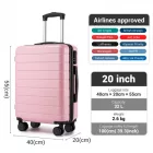 Miss Lulu London KSN2691 - 20 Zoll Handgepäckkoffer, leichter ABS-bőrönd  360° lautlosen Rädern, Zahlenschloss és übersichtlichem Innenraum - rózsaszín