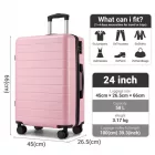 Miss Lulu London KSN2691 - 24 Zoll Reisegepäckkoffer, robuster ABS-bőrönd  360° lautlosen Rollen és biztonságos Zahlenschloss - rózsaszín