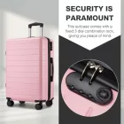Miss Lulu London KSN2691 - 24 Zoll Reisegepäckkoffer, robuster ABS-bőrönd  360° lautlosen Rollen és biztonságos Zahlenschloss - rózsaszín