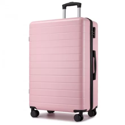 Miss Lulu London KSN2691 - 28 Zoll großer Reisegepäckkoffer, hochwertiger ABS-bőrönd  360° lautlosen Rädern és biztonságos Zahlenschloss - rózsaszín