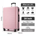 Miss Lulu London KSN2691 - 28 Zoll großer Reisegepäckkoffer, hochwertiger ABS-bőrönd  360° lautlosen Rädern és biztonságos Zahlenschloss - rózsaszín