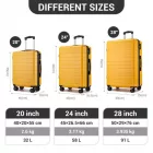 Miss Lulu London KSN2691 - 3‑darabos keményfalú-bőrönd szett (20/24/28 Zoll), leichte ABS-bőrönd  lautlosen Rädern és Zahlenschlössern - sárga