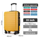 Miss Lulu London KSN2691 - 20 Zoll Handgepäckkoffer, leichter ABS-bőrönd  360° lautlosen Rädern, Zahlenschloss és übersichtlichem Innenraum - sárga