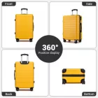 Miss Lulu London KSN2691 - 24 Zoll Reisegepäckkoffer, robuster ABS-bőrönd  360° lautlosen Rollen és biztonságos Zahlenschloss - sárga