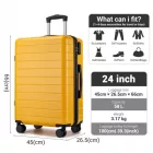Miss Lulu London KSN2691 - 24 Zoll Reisegepäckkoffer, robuster ABS-bőrönd  360° lautlosen Rollen és biztonságos Zahlenschloss - sárga