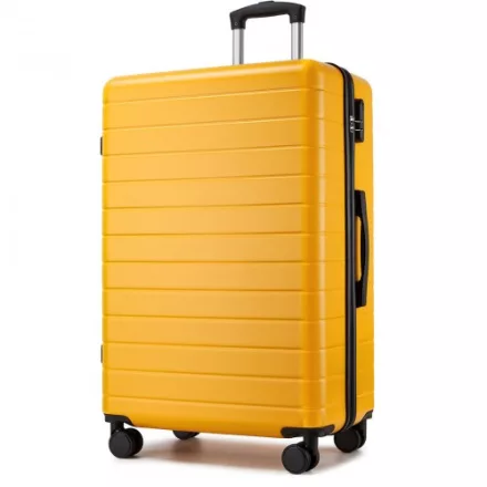 Miss Lulu London KSN2691 - 28 Zoll großer Reisegepäckkoffer, hochwertiger ABS-bőrönd  360° lautlosen Rädern és biztonságos Zahlenschloss - sárga