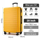 Miss Lulu London KSN2691 - 28 Zoll großer Reisegepäckkoffer, hochwertiger ABS-bőrönd  360° lautlosen Rädern és biztonságos Zahlenschloss - sárga