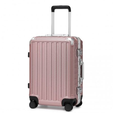 Miss Lulu London KSS2481 - Supercase tartós 20 Zoll PC Hardshell Aluminium-váz bőrönd TSA zár Nude