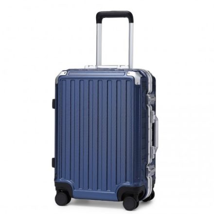 Miss Lulu London KSS2481 - Supercase tartós 20 Zoll PC Hardshell Aluminium-váz bőrönd TSA zár Marineblau