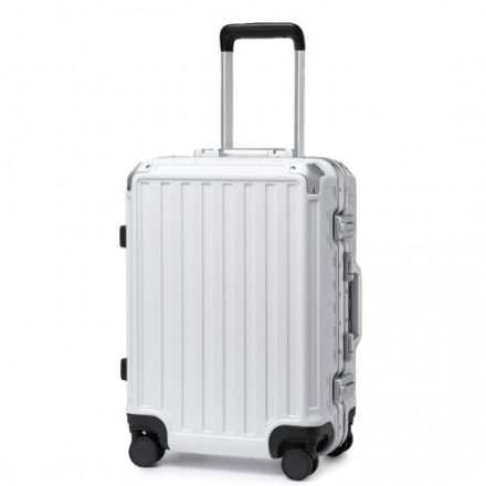 Miss Lulu London KSS2481 - Supercase tartós 20 Zoll PC Hardshell Aluminium-váz bőrönd TSA zár fehér