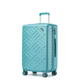   Miss Lulu London KSS2495 - Supercase 24 Zoll Schlank Geometrisches minta Harte Schale ABS+PC Check-In-bőrönd  TSA-zár  müheloses Reisen - kék