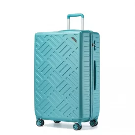   Miss Lulu London KSS2495 - Supercase 28 Zoll bőrönd  elegantem geometrischen minta  ABS+PC és TSA-zár  müheloses Reisen - kék