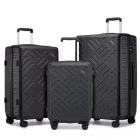 Miss Lulu London KSS2495 - Supercase 3-darabos keményfalú-bőrönd szett  ABS+PC  elegantem geometrischem minta és TSA-zár  müheloses Reisen – fekete